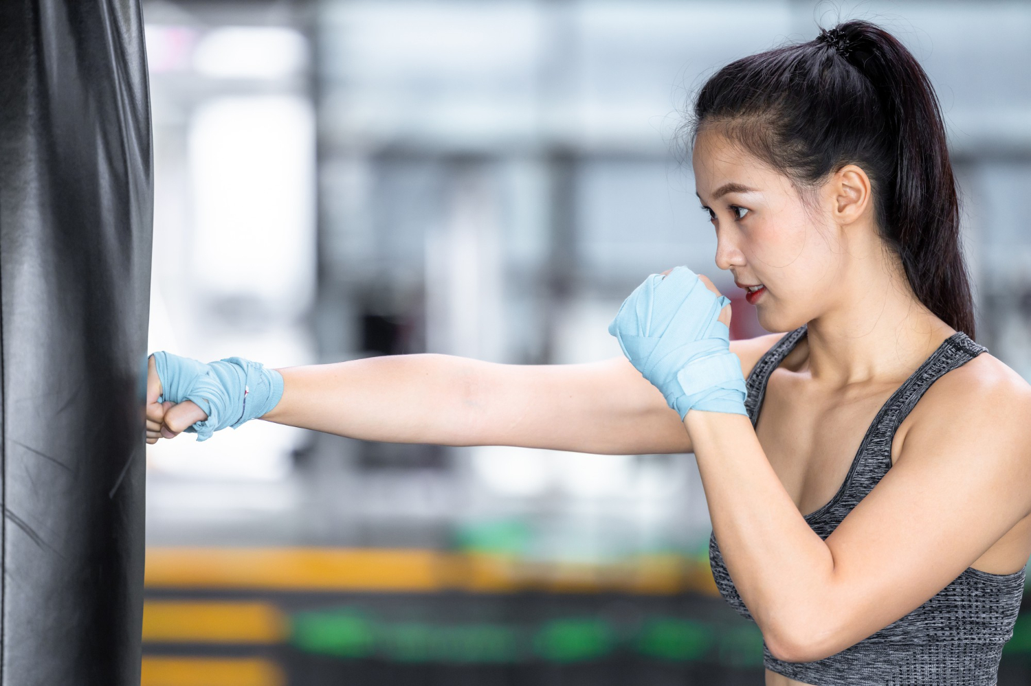 Asian woman exercising