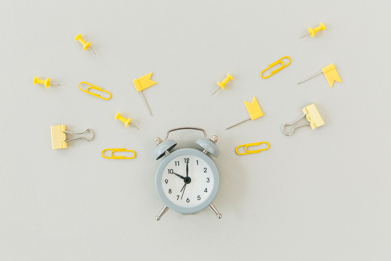 Top view alarm clock on the table