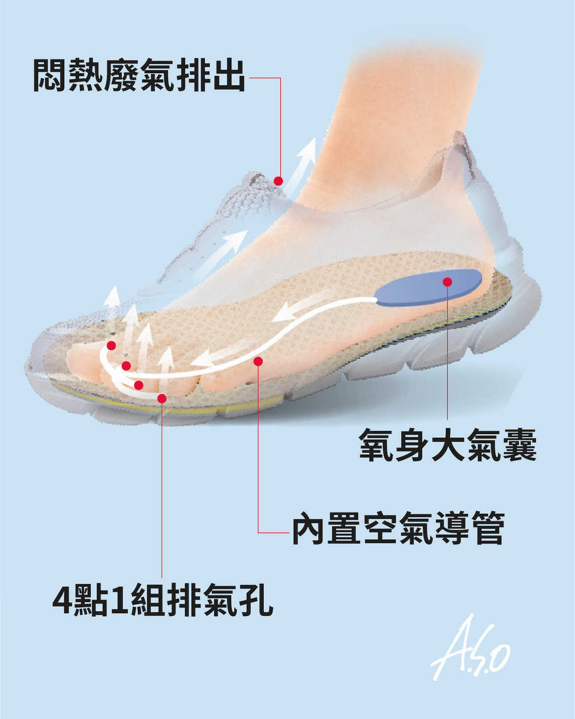 鞋墊換氣的構造