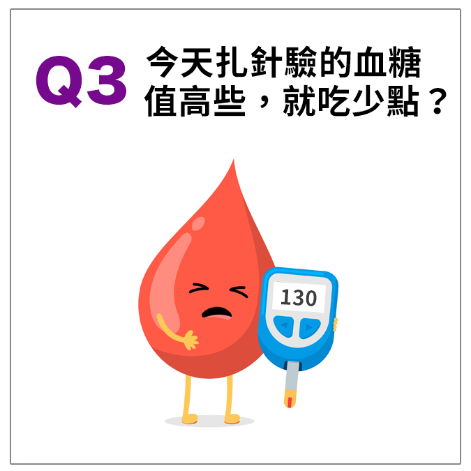 今天扎針驗的血糖值高些，就吃少點？