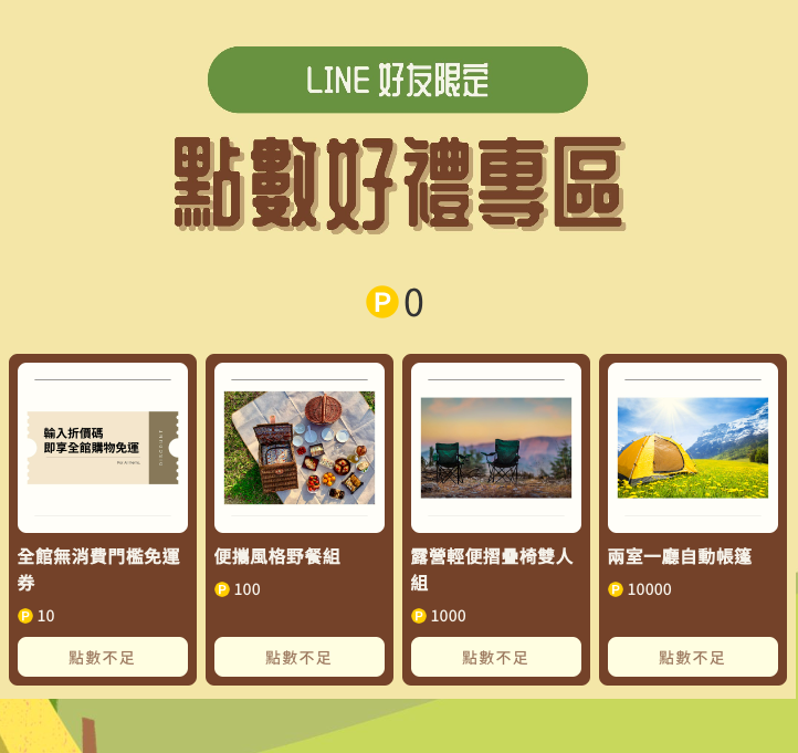 主題式點數好禮專區示意