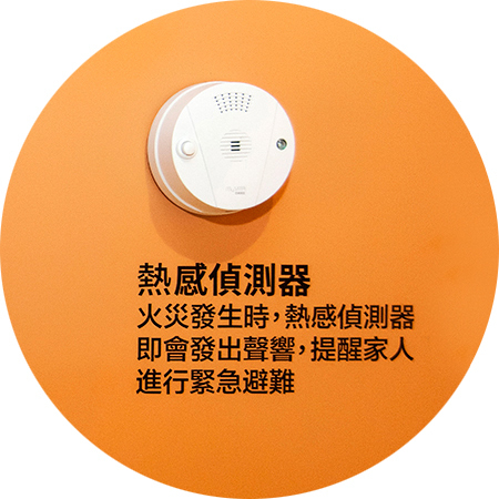 當室內溫度迅速上升，熱感偵測器就會發出聲響警示。