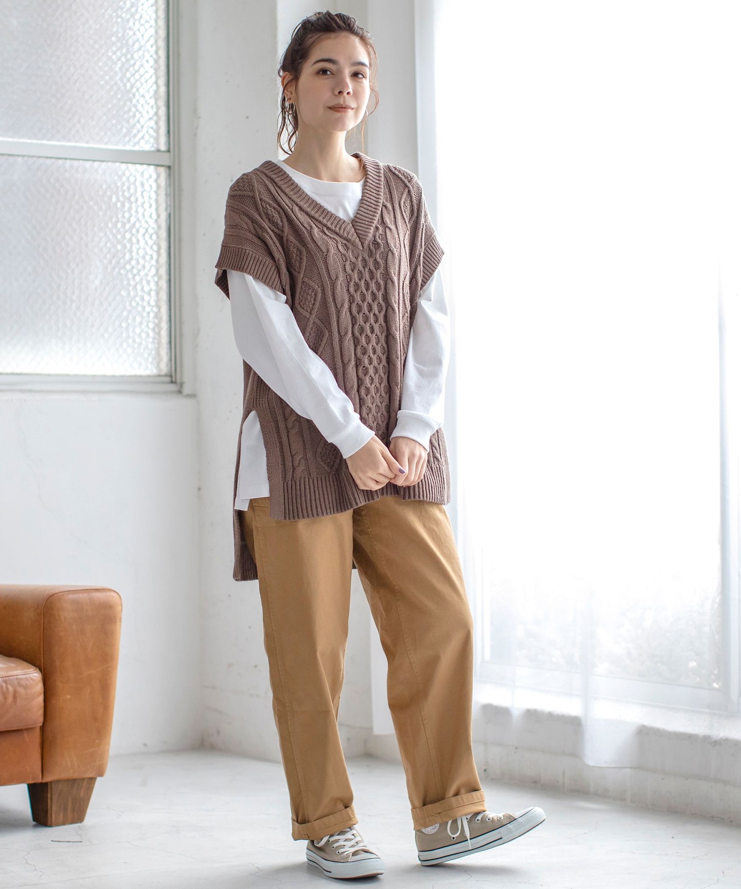 coen 
V領麻花背心