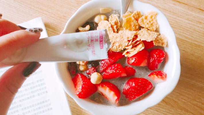 珍珠粉沖泡在麥片