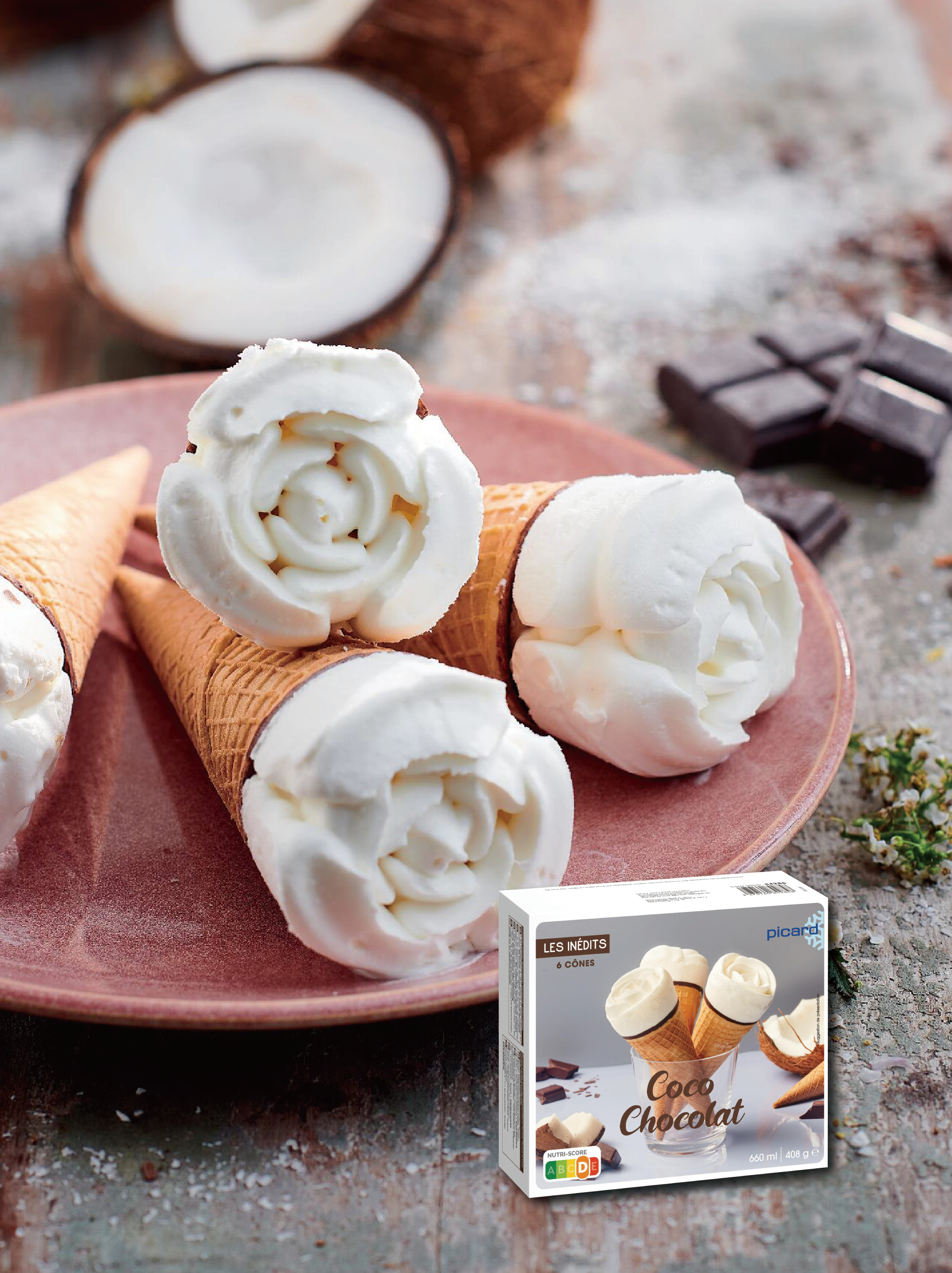 商品圖片 Picard 白玫瑰造型椰子甜心筒 (6入)