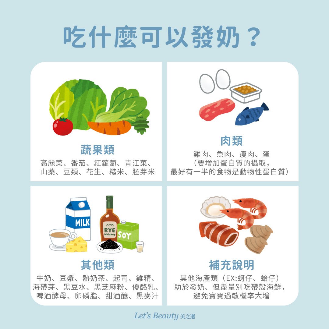 吃什麼可以發奶:蔬果類、肉類、其化類、補充說明等各有哪些